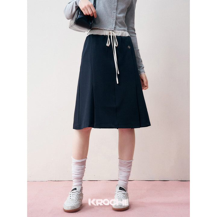 Kroche Color Blocked High Waist A-Line Skirt