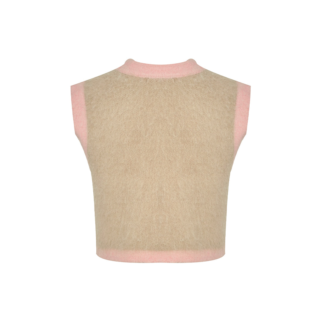 Kroche Color Blocked Alpaca Fiber Vest Pink - Mores Studio