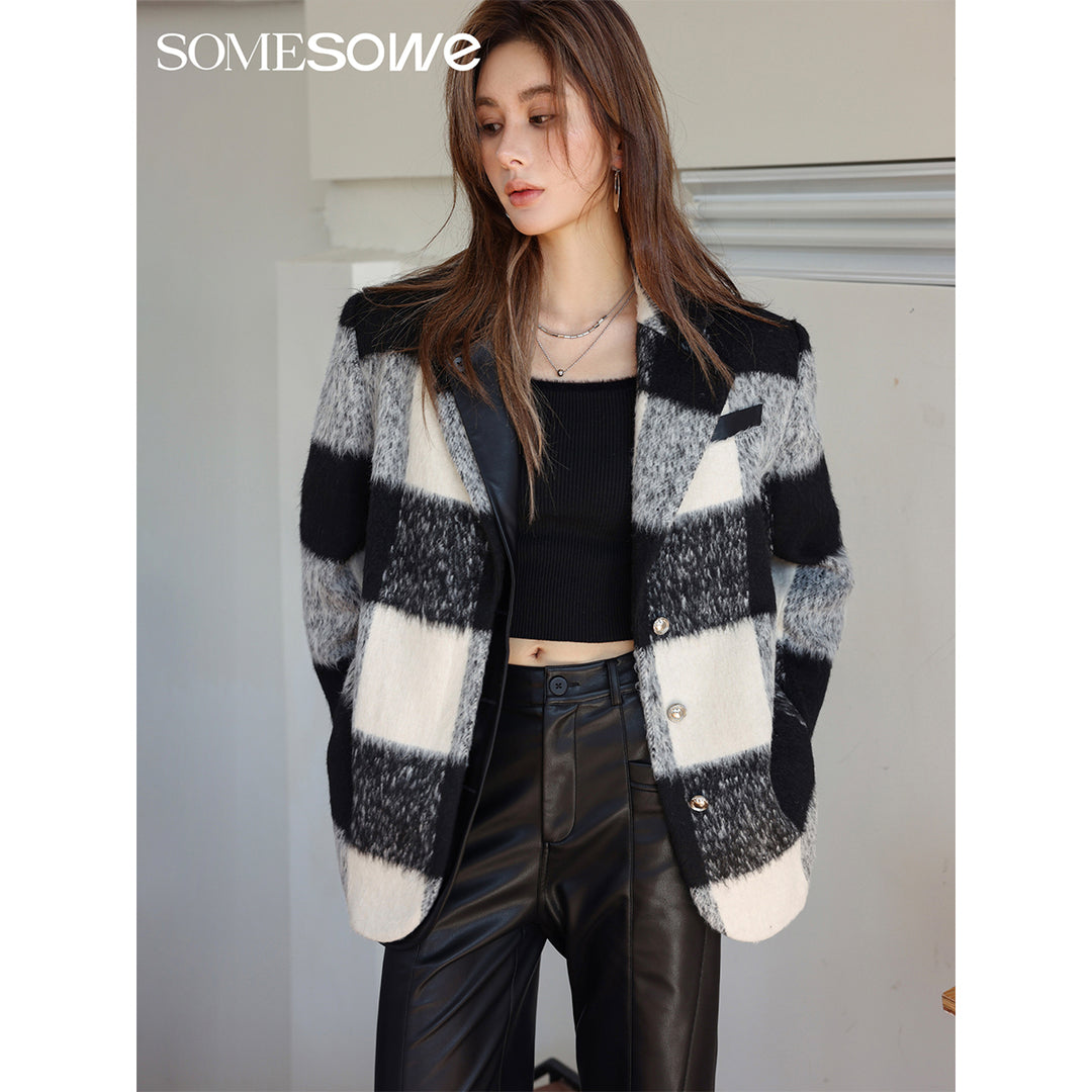 SomeSowe Color Blocked Checkered Jacket - Mores Studio