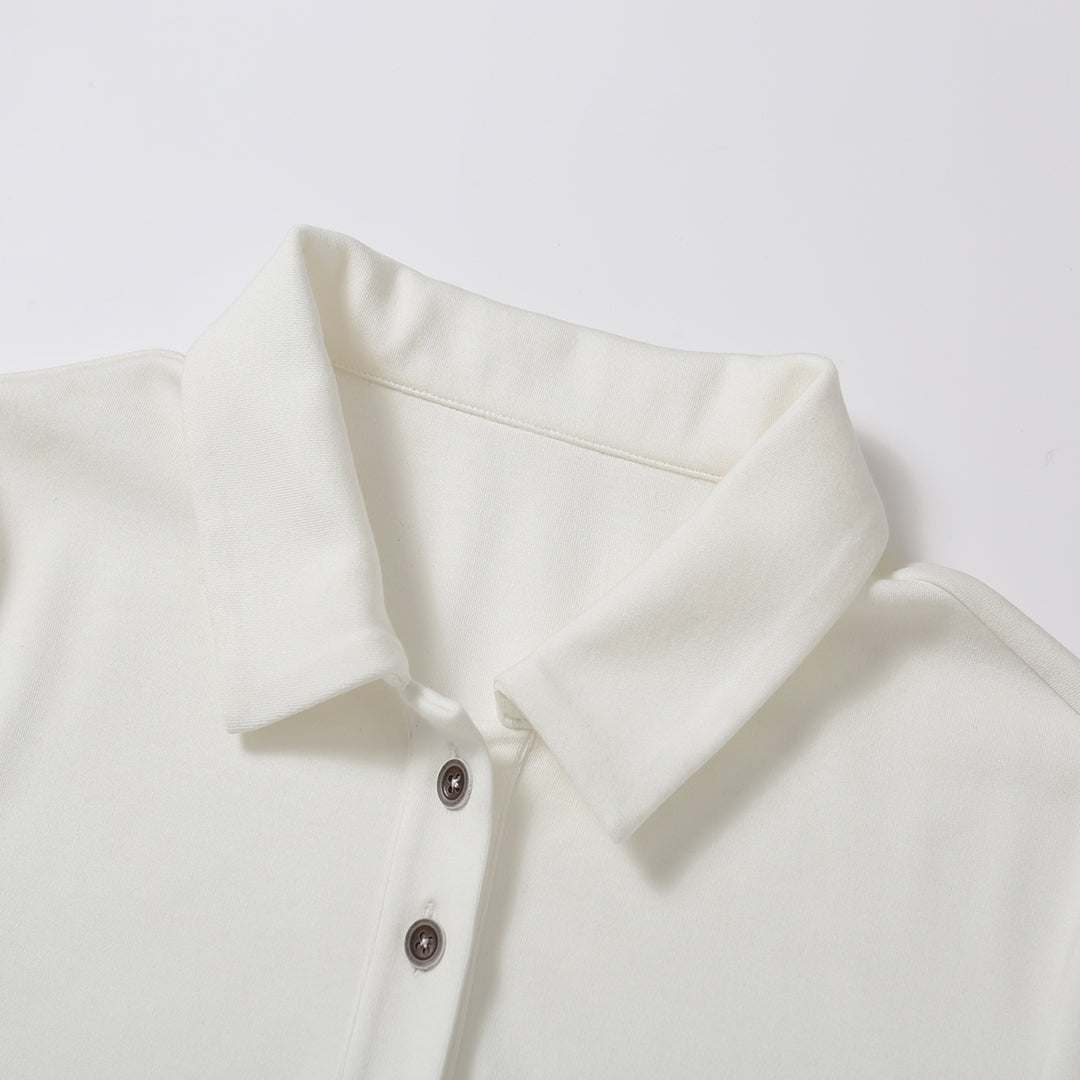 SomeSowe Holiday Bow-Knot Polo Top White