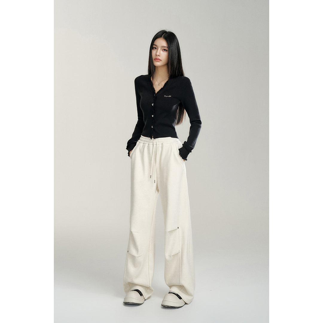 MacyMccoy Wrinkle Wide-Leg Fleece-Lined Pants White