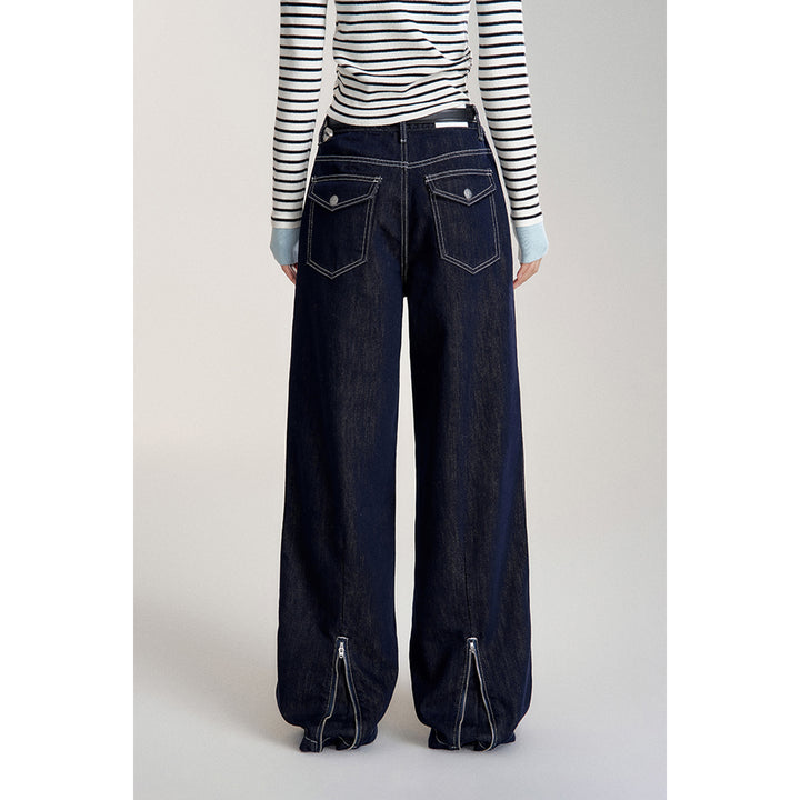 MacyMccoy High Waist Draped Wide-Leg Jeans