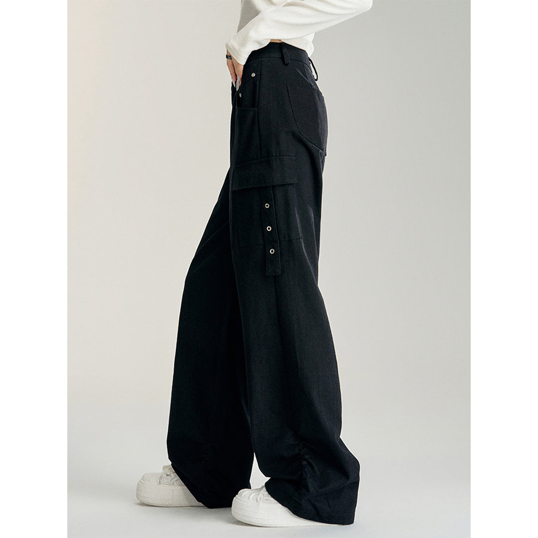 MacyMccoy Pleated Wide-Leg Cargo Pants Black