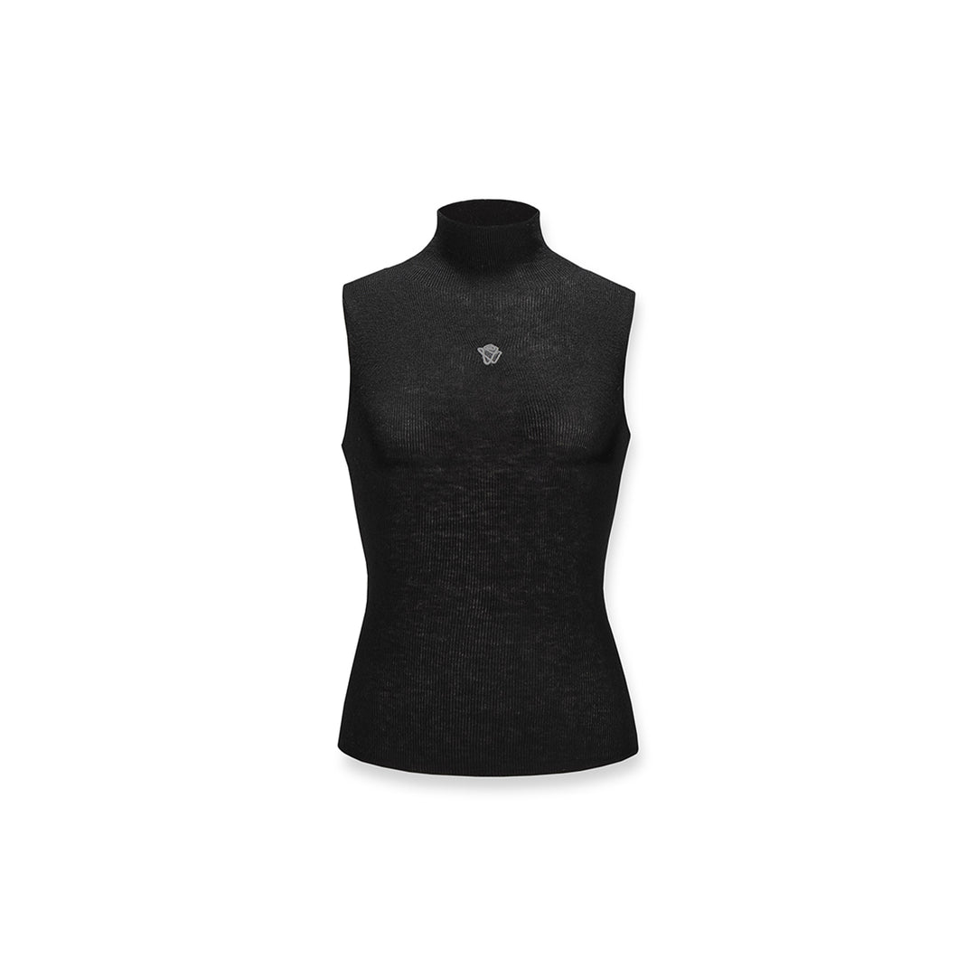 NotAwear Logo Embroidery Turtleneck Woolen Vest Black - Mores Studio