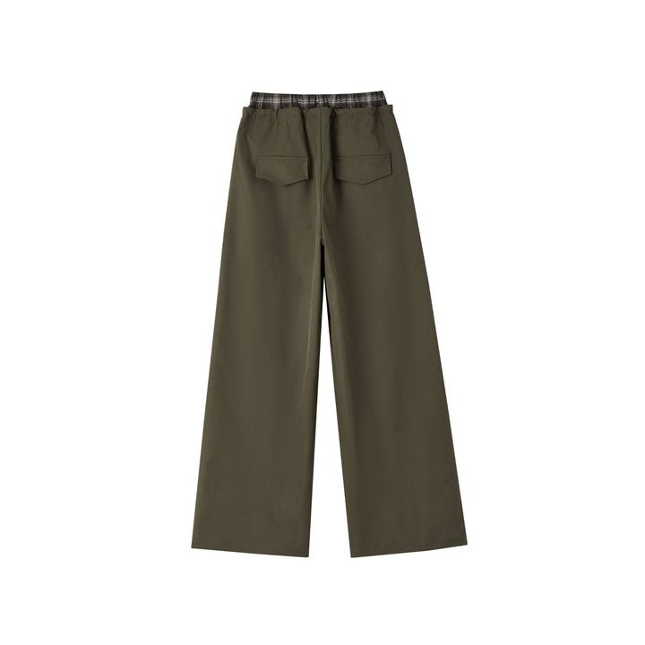 SomeSowe Double Waist Drawstring Wide-Leg Pants Brown