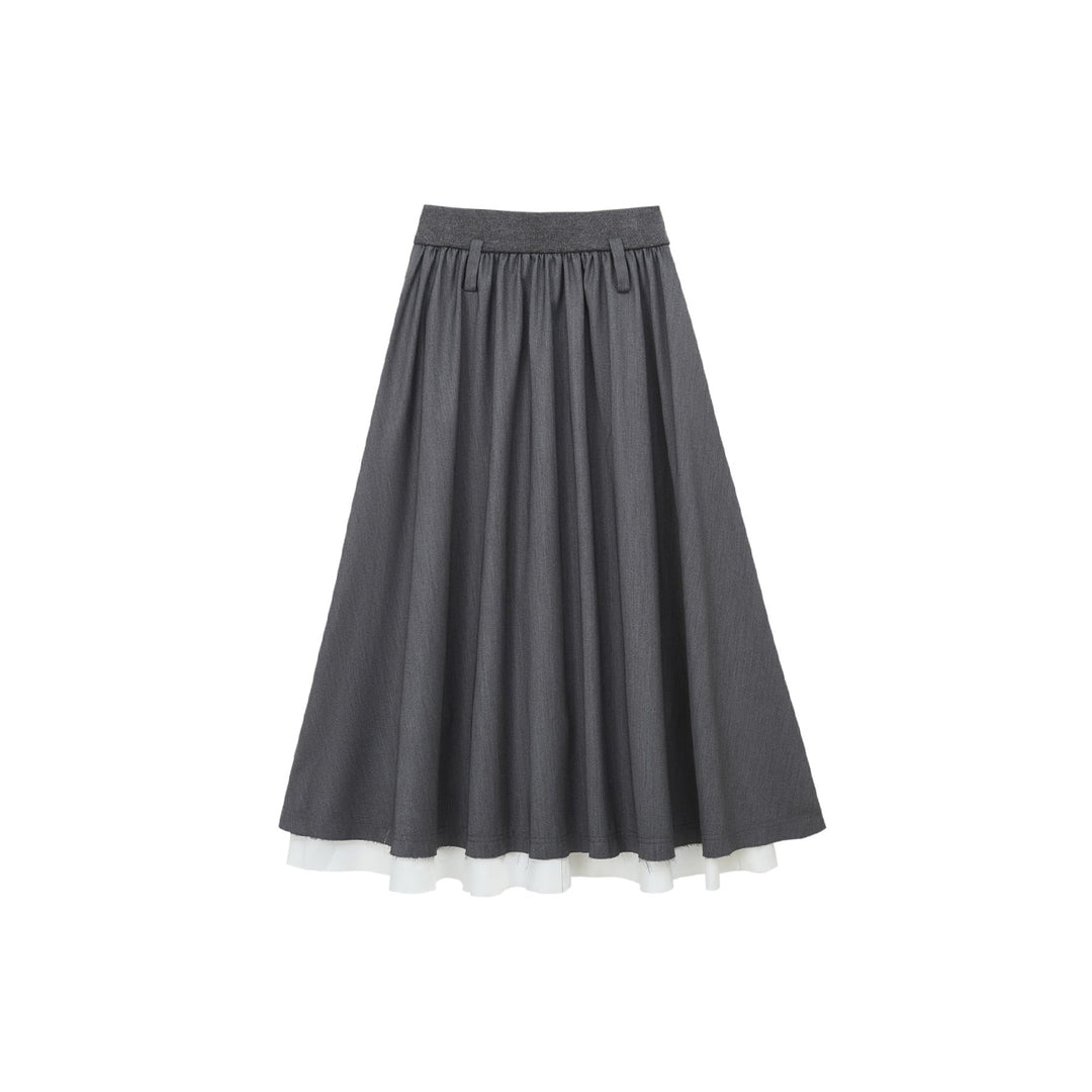 SomeSowe Fake-2-Piece Pleated Elastic-Waist Skirt