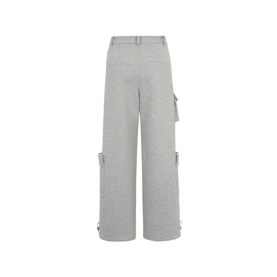 Three Quarters Stretch Pocket Fleece-Lined Cargo Pants Gray