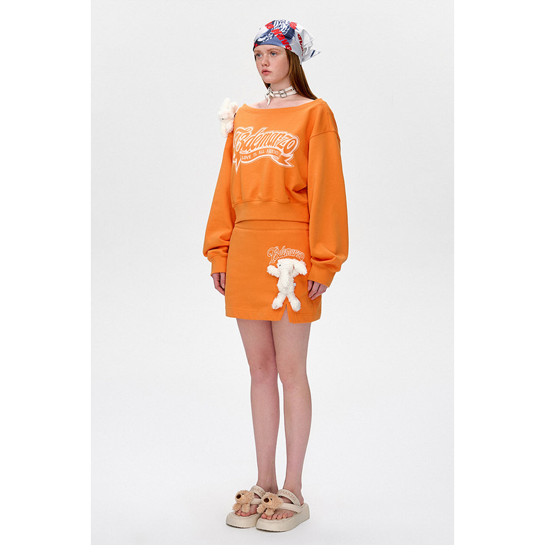 13De Marzo Dooozoo Off Shoulder Short Sweater Orange