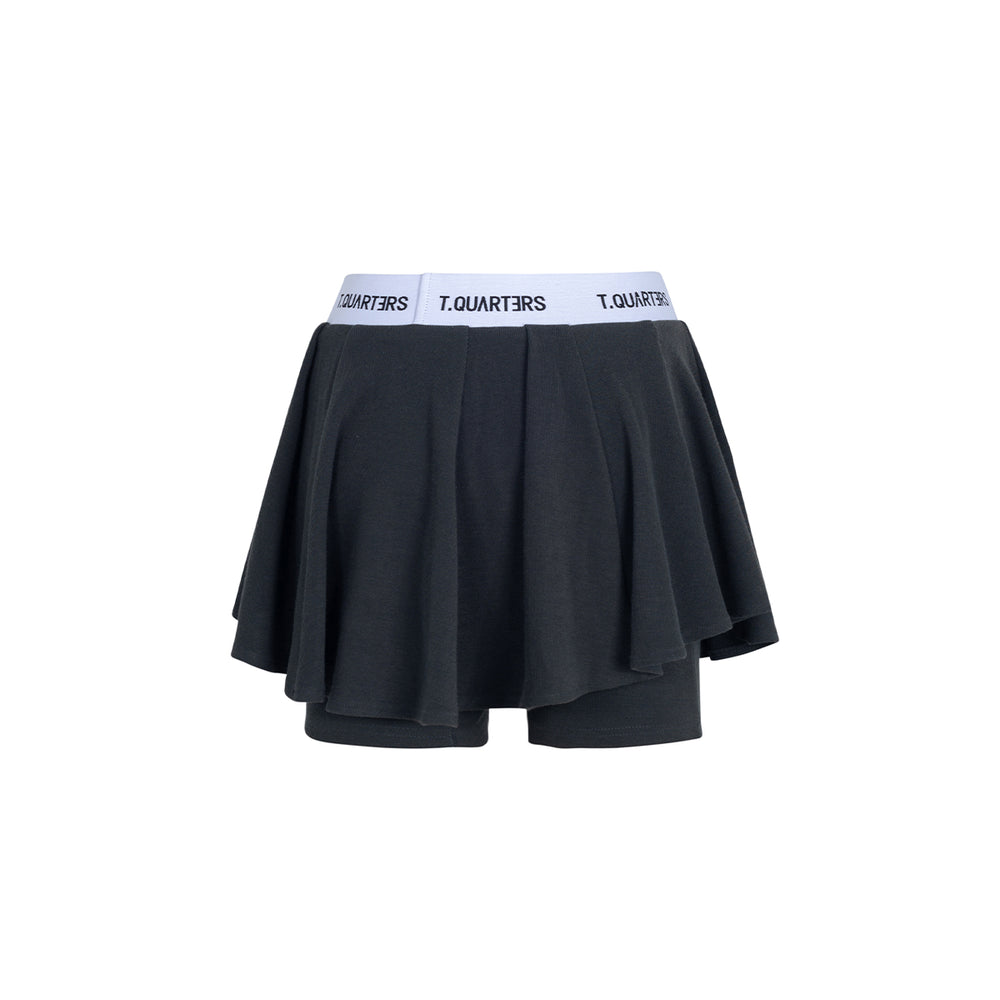 Three Quarters Contrast Ballet Knit Skirt Shorts Black - Mores Studio