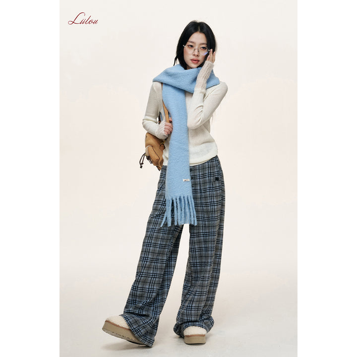 Liilou Mohair Patchwork Woolen Knit Top White