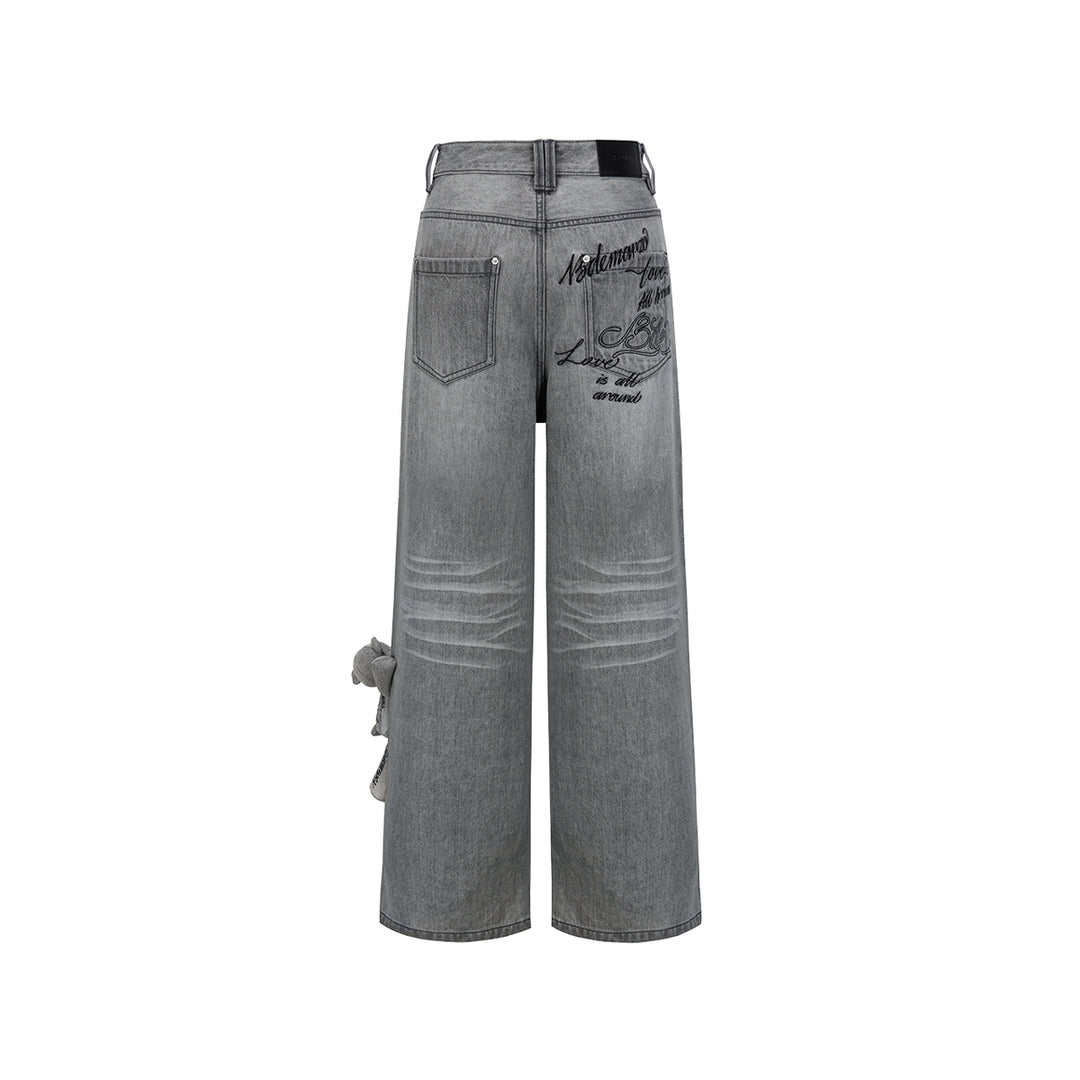 13De Marzo Signature Logo Pocket Loose Jeans Gray