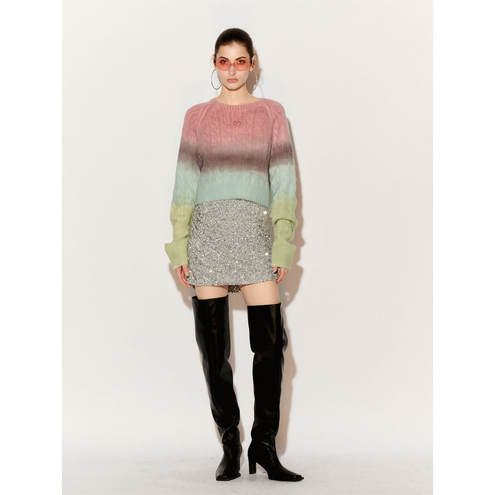 Fordare Rainbow Overlong Sleeve Knit Sweater