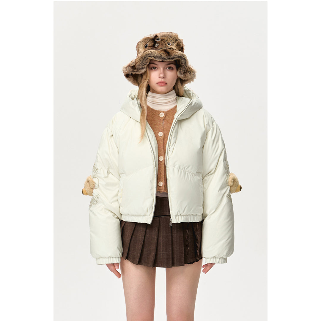 13De Marzo Plush Elbow Bear Down Jacket Beige