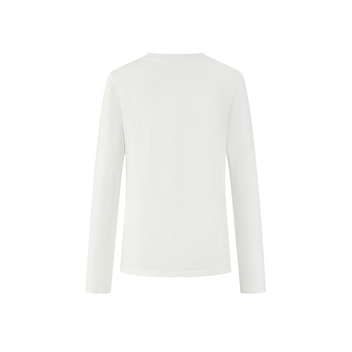 Herlian Bow Pattern Embroidery L/S T-Shirt White