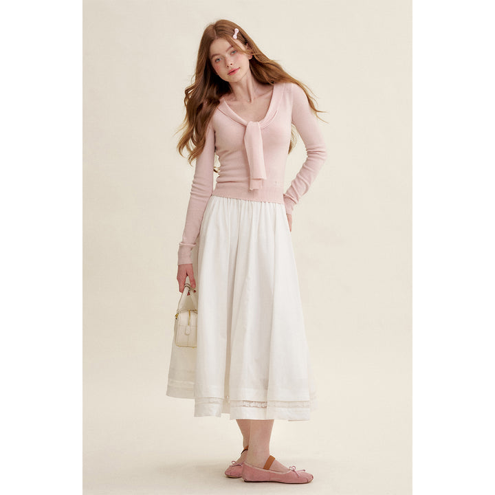 Kroche Blended Woolen Sailor Collar Knit Top Pink