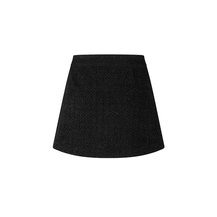 Herlian Detachable Bow Irregular Pleated Skirt Black