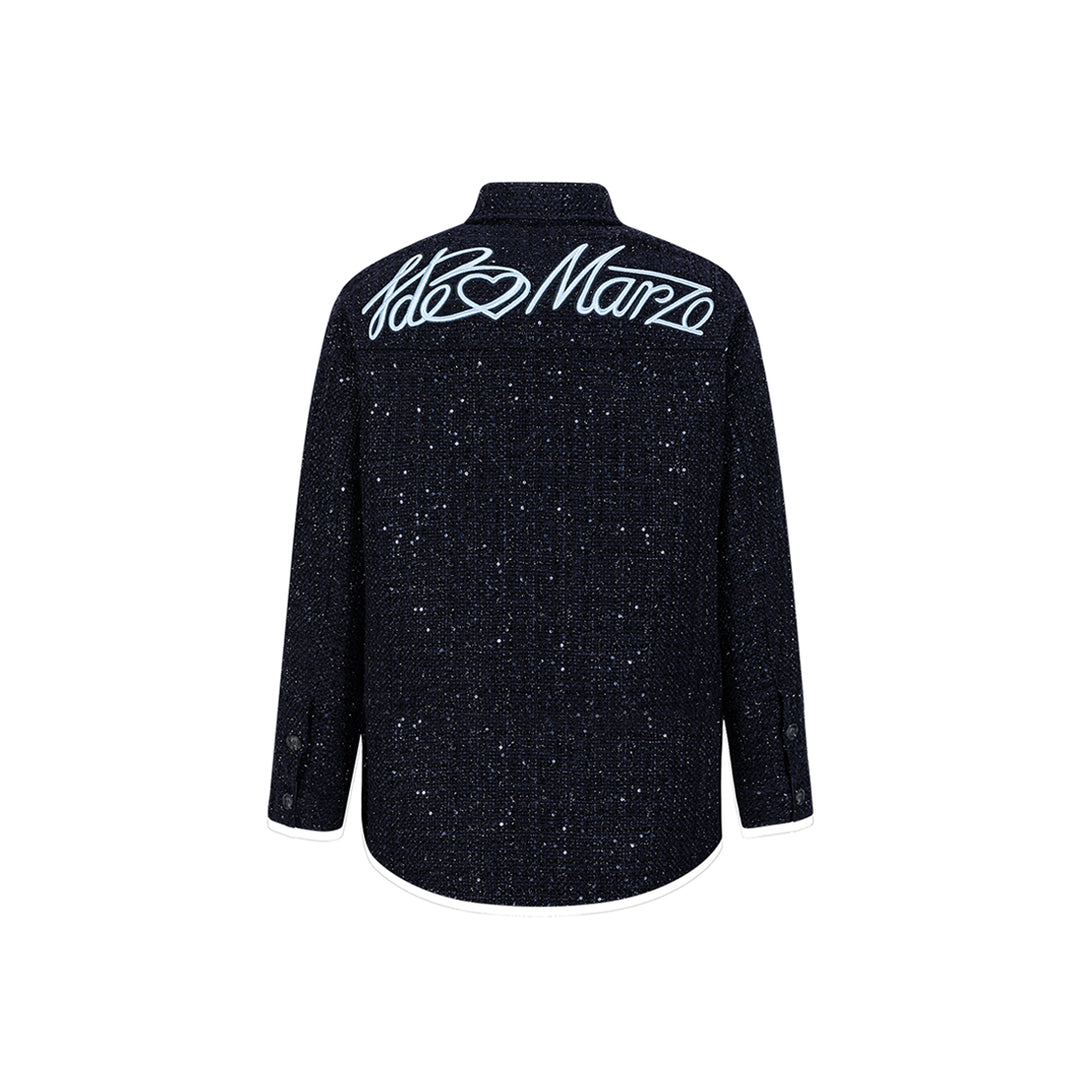 13De Marzo Doozoo Sequin Tweed Shirt Jacket Dark Blue