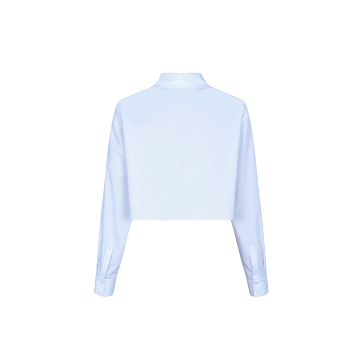 Three Quarters College Style Cropped Shirt Blue - Mores Studio