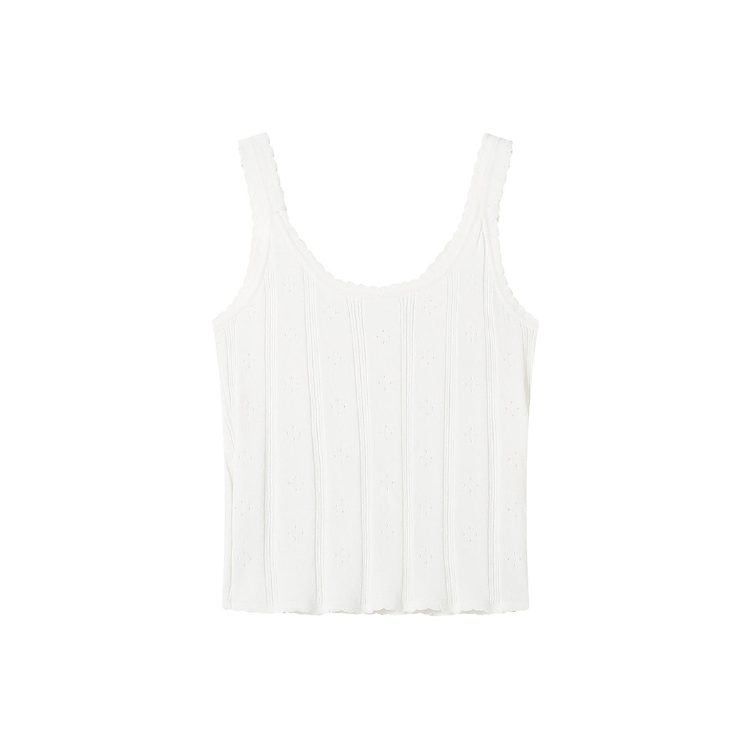 SomeSowe Lace Hollow Out Knit Vest White
