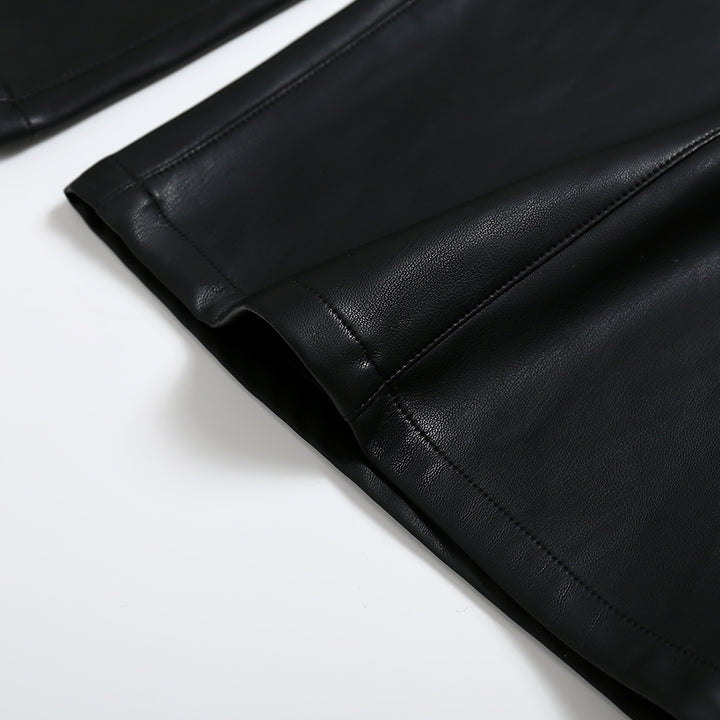 SomeSowe 3D Cutting Flare Leather Pants - Mores Studio