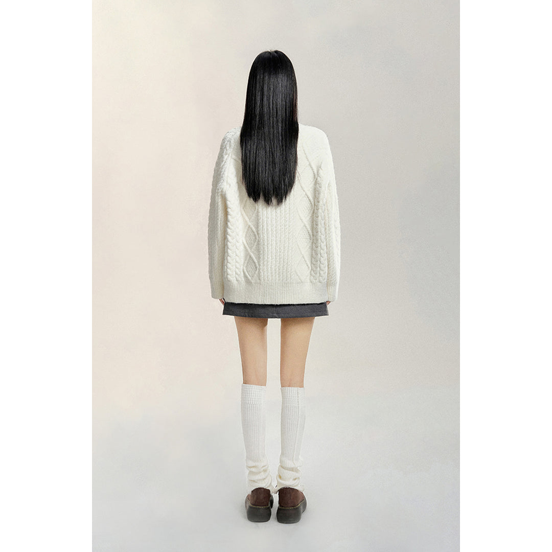 MacyMccoy Twist Silhouette Knit Cardigan White