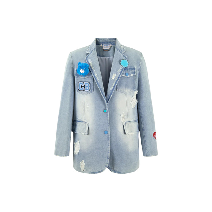 13De Marzo X Care Bears Broken Washed Denim Suit Jacket - Mores Studio