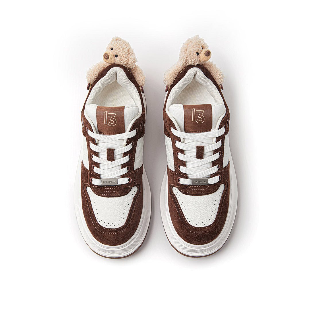 13De Marzo Plush Bear Thick-Soled Sneaker Brown