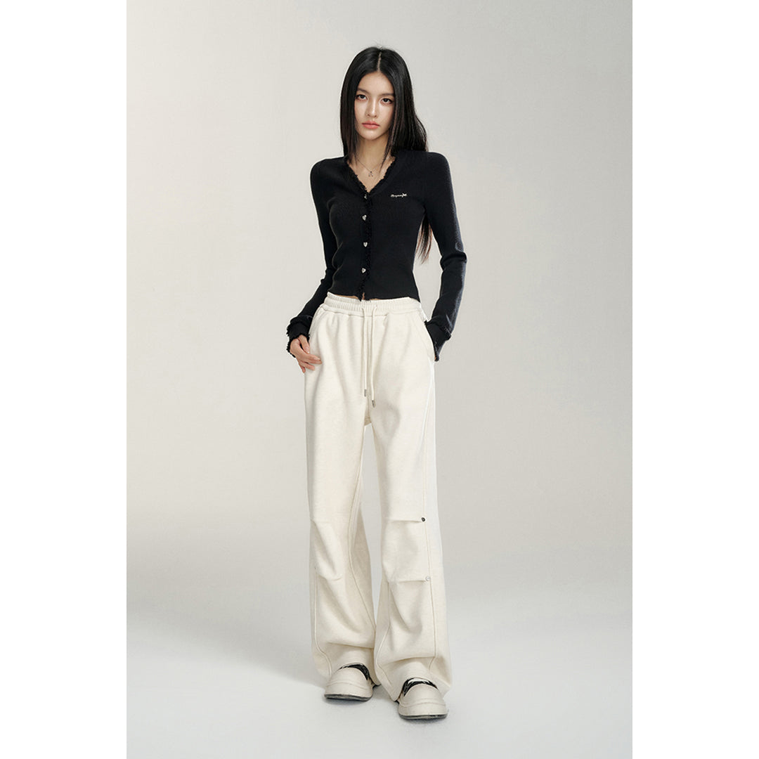 MacyMccoy Wrinkle Wide-Leg Fleece-Lined Pants White