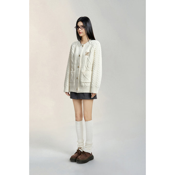 MacyMccoy Twist Silhouette Knit Cardigan White