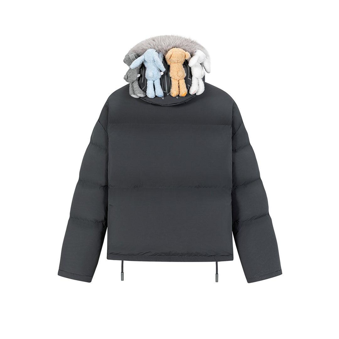 13De Marzo Plush Bear Friends Down Jacket Dark Grey