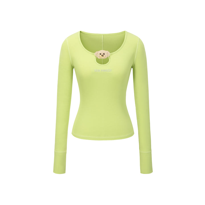 13De Marzo Plush Bear Hollow Out Slim-Fit Top Green