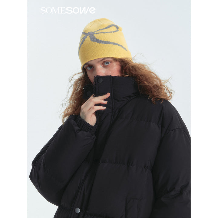 SomeSowe Lace Patchwork Reversible Down Jacket Black