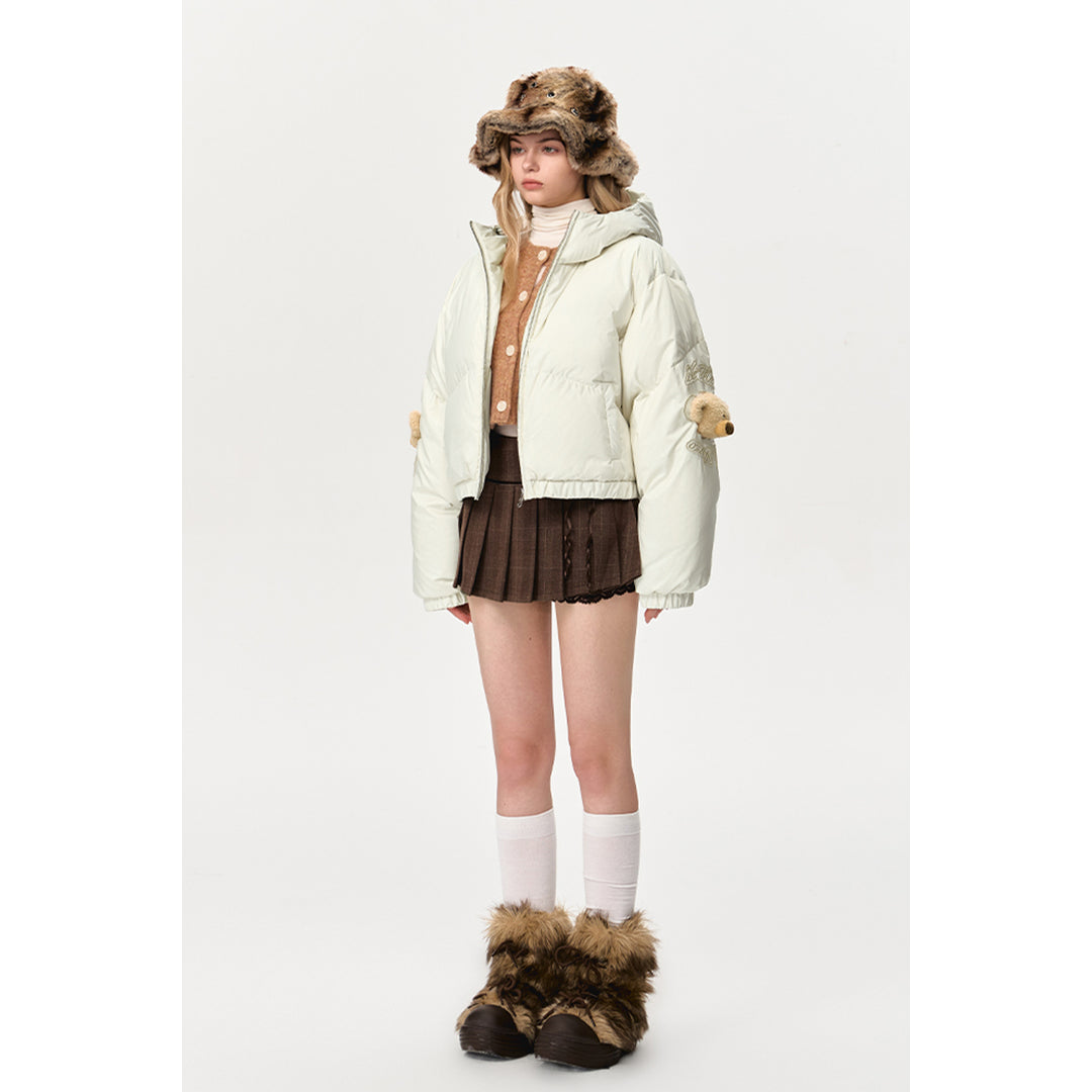 13De Marzo Plush Elbow Bear Down Jacket Beige