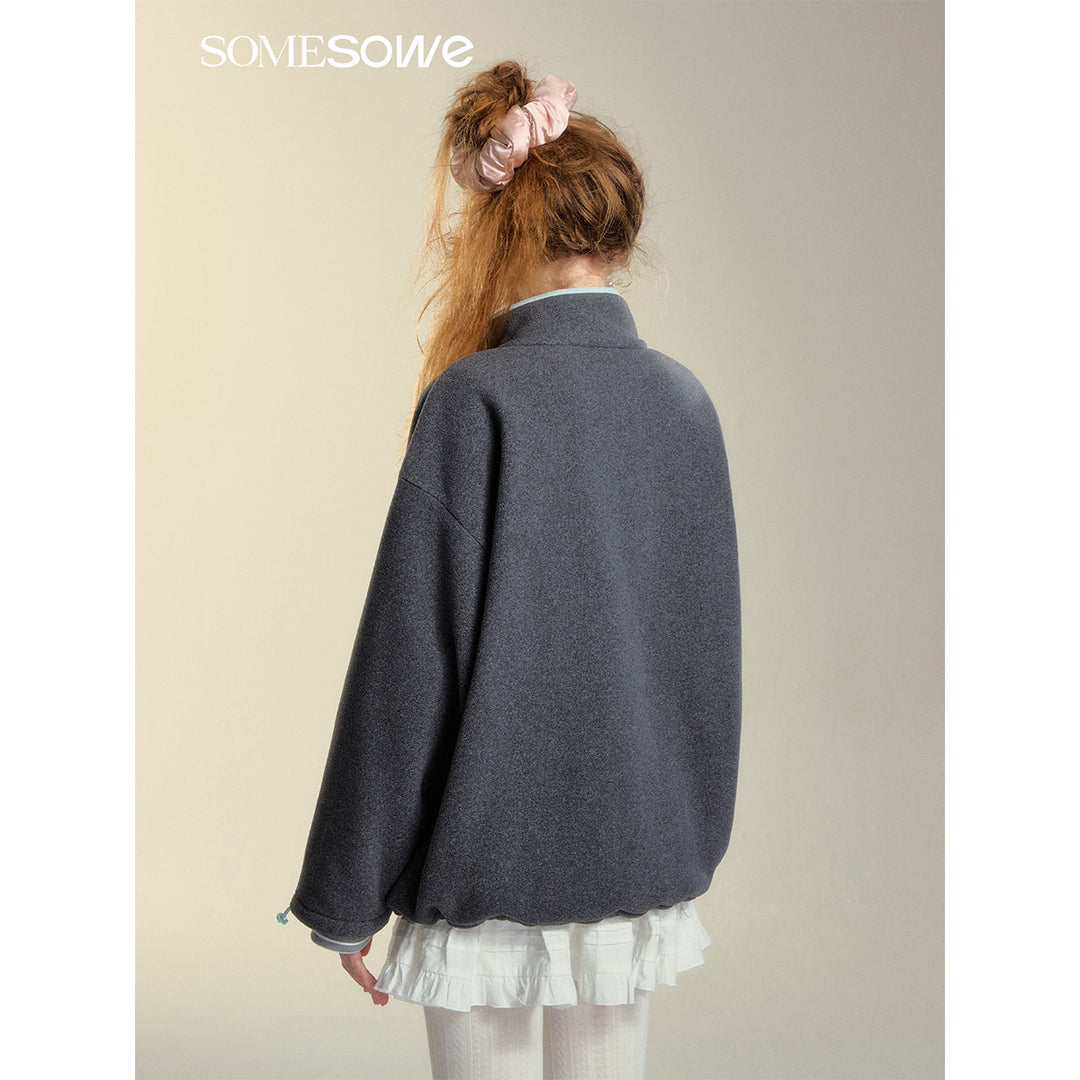 SomeSowe High Collar Fleece Casual Jacket Gray