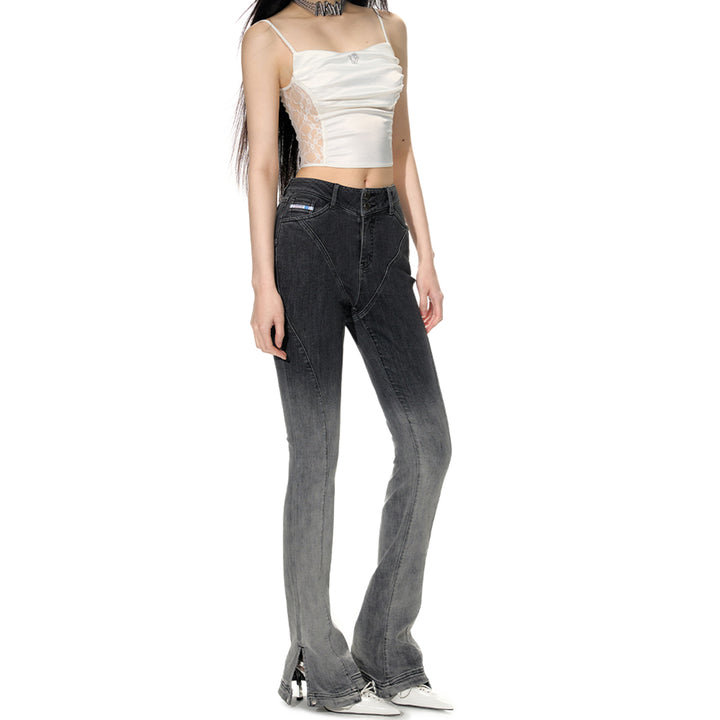 NotaWear Gradient Washed Split Cutting Flare Jeans