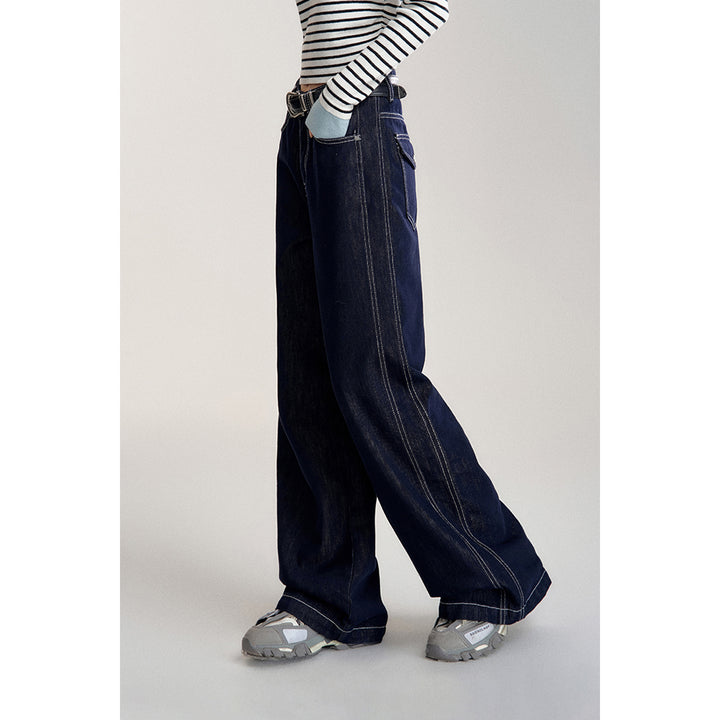 MacyMccoy High Waist Draped Wide-Leg Jeans