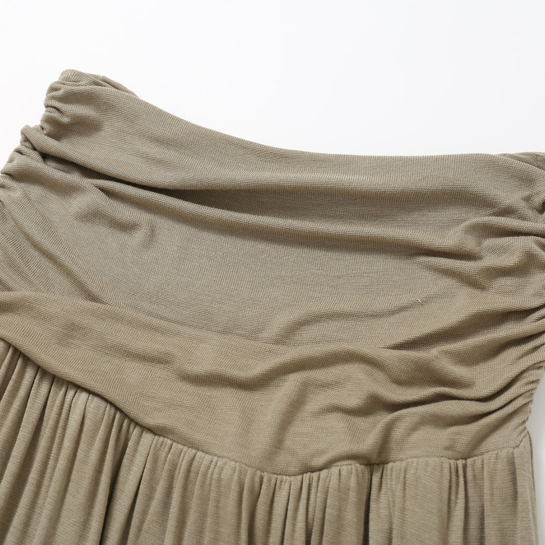 SomeSowe Heaped Ruffle Long Skirt Khaki