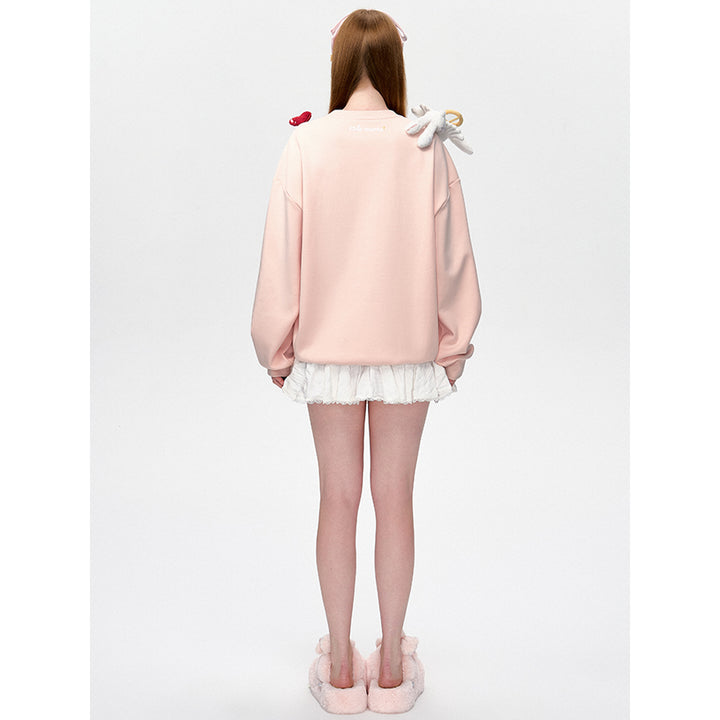 13De Marzo Doozoo Cupid Heart Round-Neck Sweater Pink