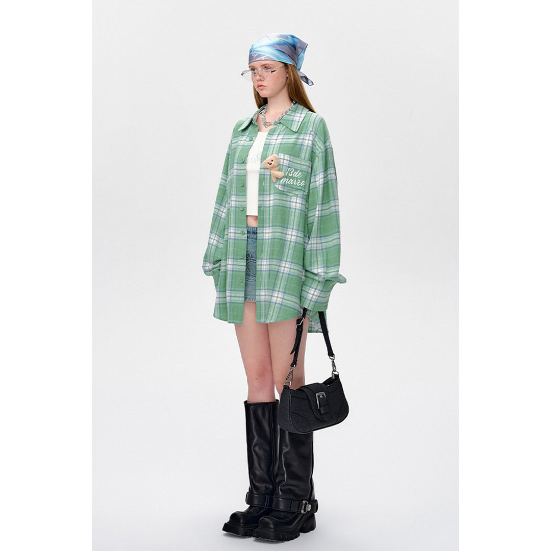 13De Marzo Doozoo Pocket Plaid Shirt Jacket Green