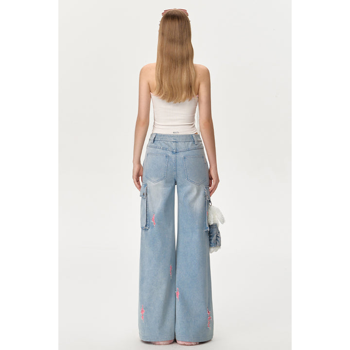 13De Marzo Plush Doll Wide-Legged Flared Jeans Blue