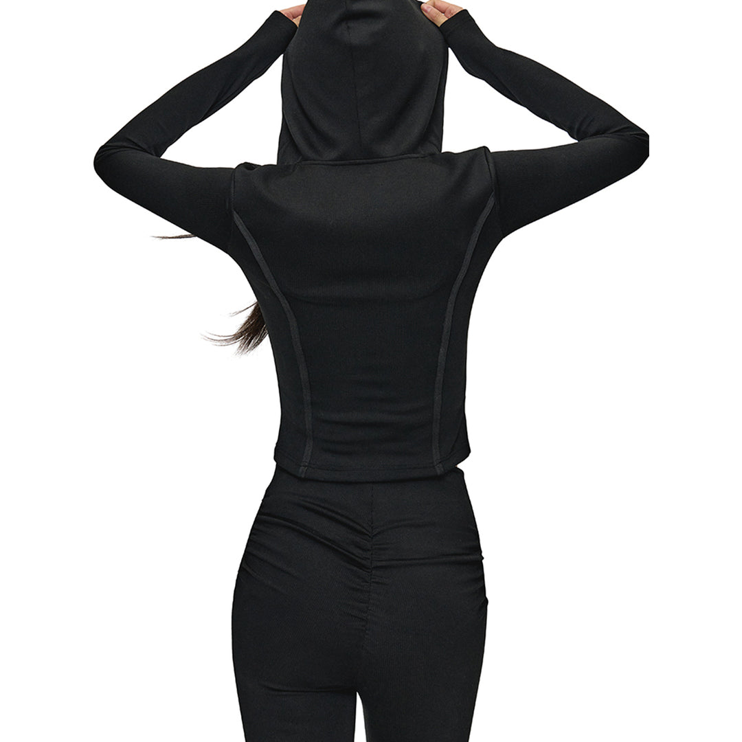 NotaWear Two-Way Zipper Elastic Yoga Top Black
