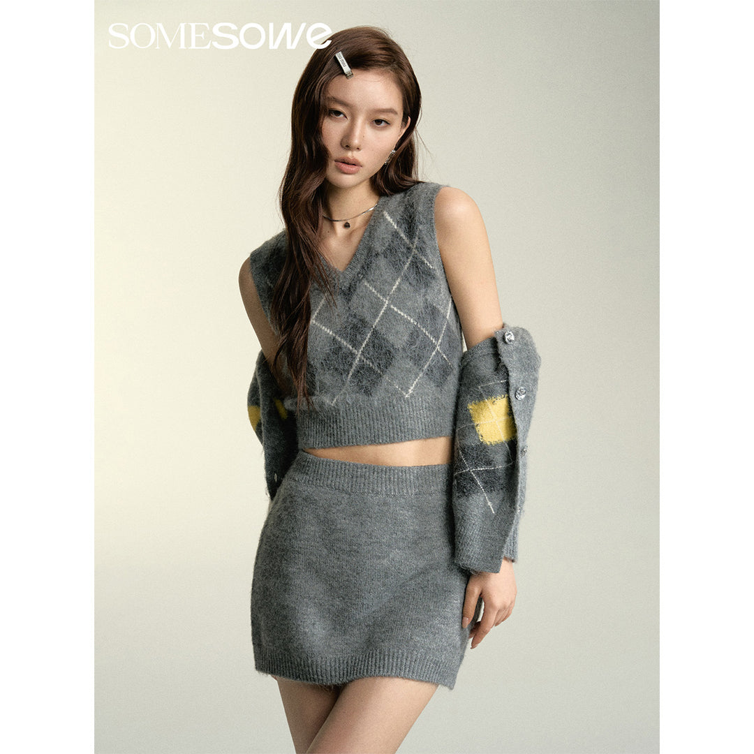 SomeSowe Checkered Woolen Vest