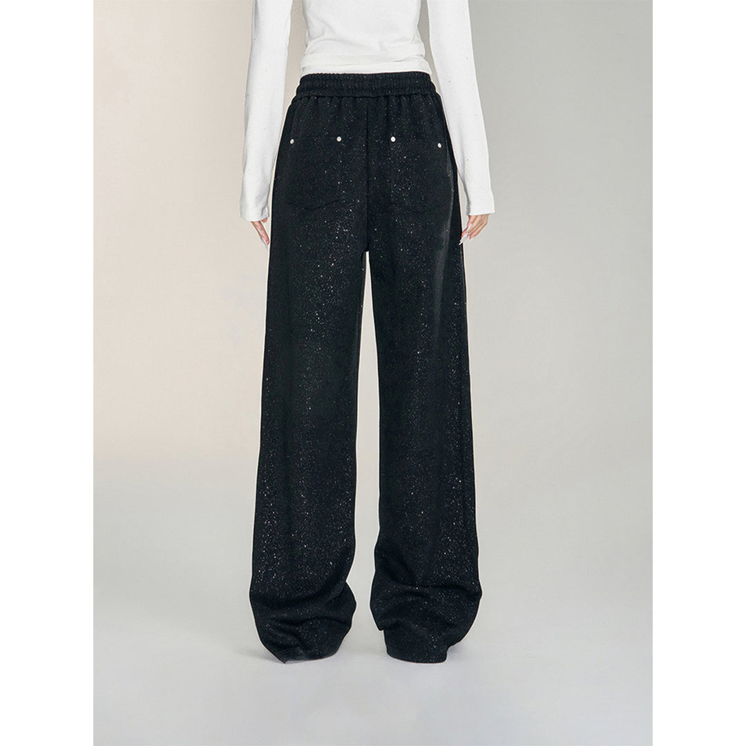 MacyMccoy Sequin High-Waist Wide-Leg Pants Black