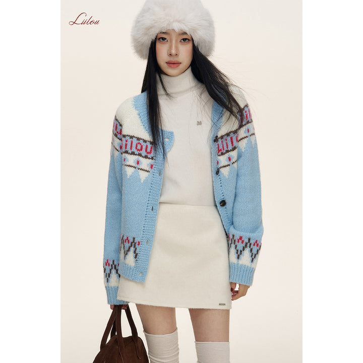 Liilou A-line Woolen Tweed Thicken Skirt White