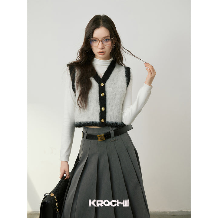 Kroche Color Blocked Alpaca Fiber Vest Grey - Mores Studio