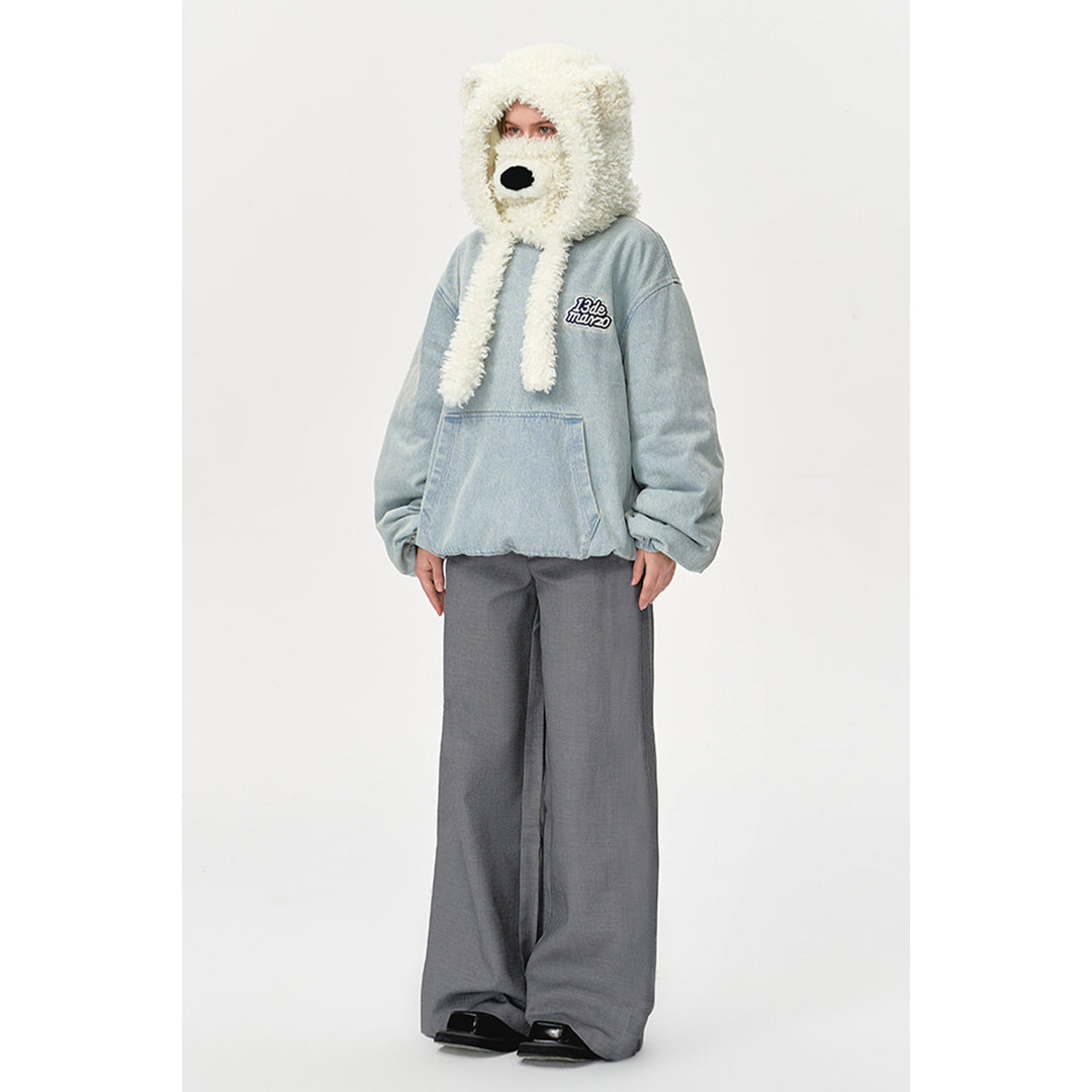 13De Marzo Detachable Bear Mask Padded Hoodie Blue