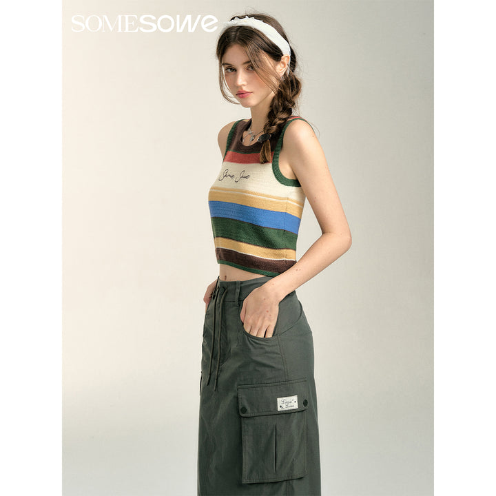 SomeSowe Rainbow Embroidered Logo Knit Vest