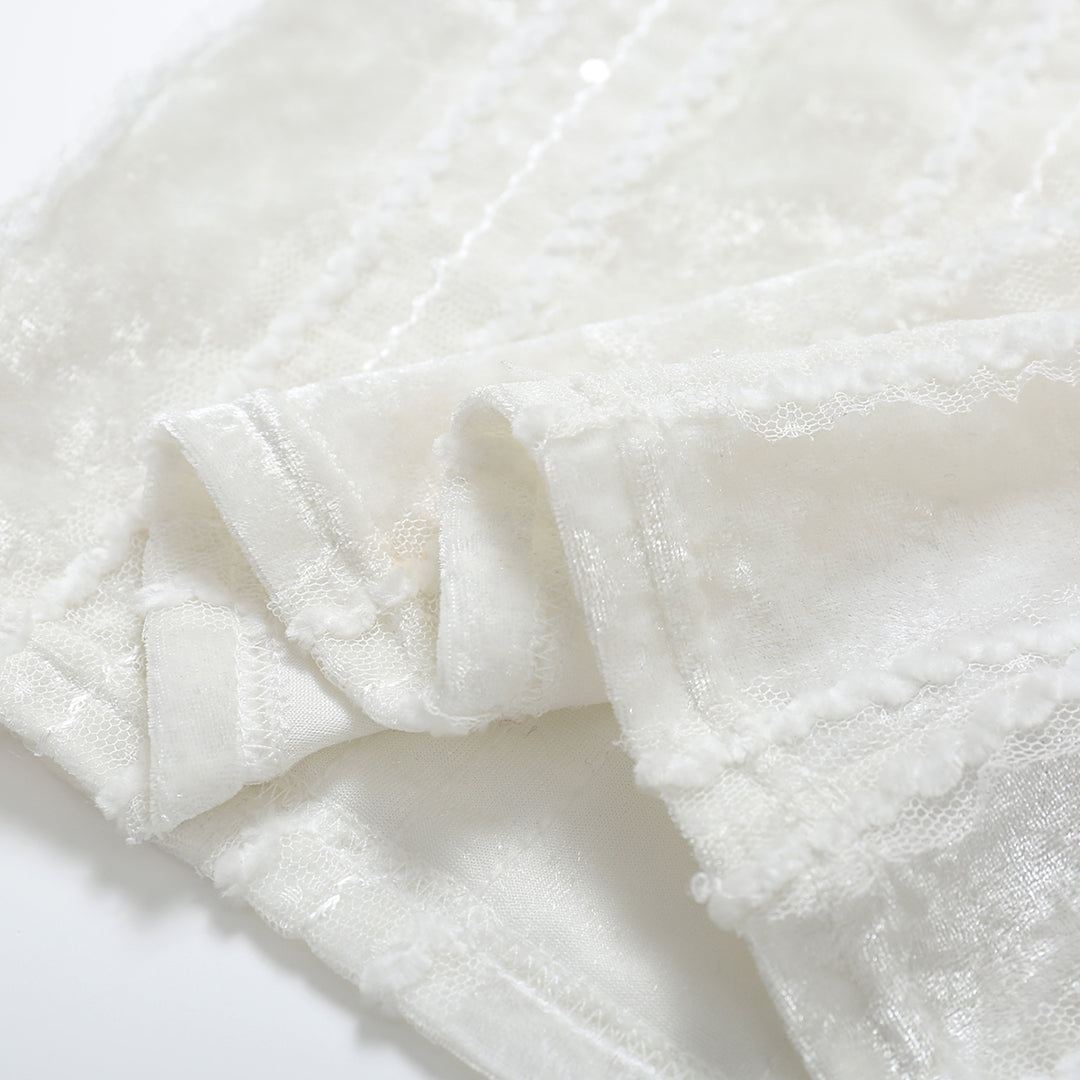 SomeSowe Bow Lace Textured Slip Vest White
