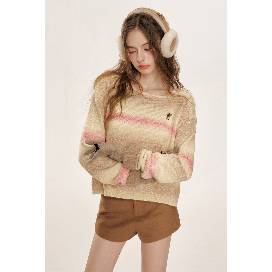 Kroche High Waist Woolen Tweed Shorts Brown