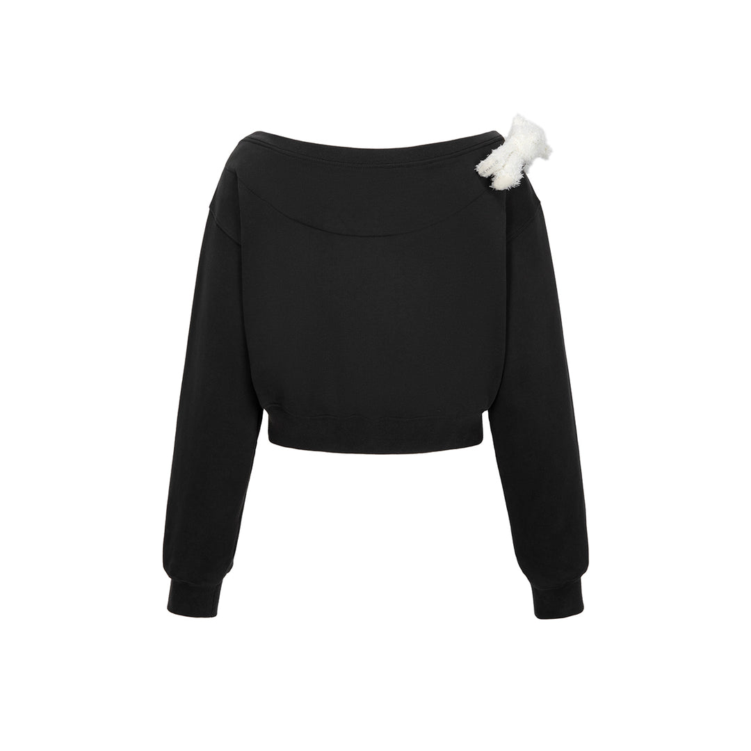 13De Marzo Dooozoo Off Shoulder Short Sweater Black